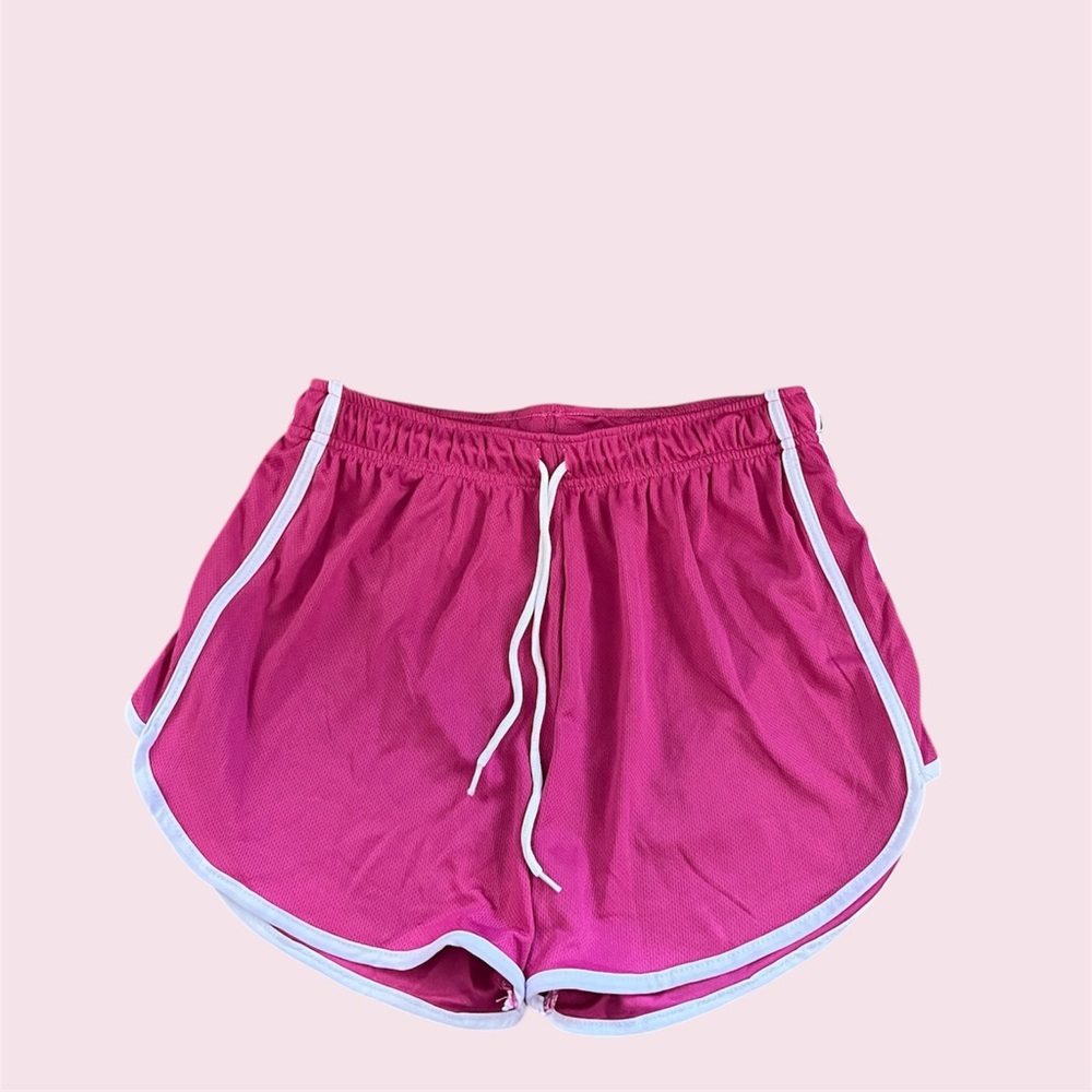 ▫️ESSENTIAL ELEMENTS: Women’s size L, pink w/white stripe athletic shorts▫️